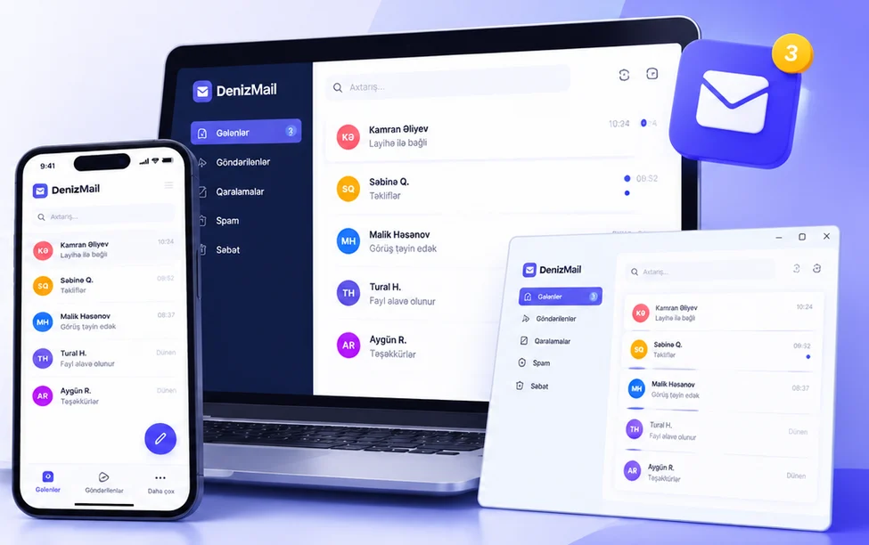 DenizMail e-poçt proqramı kompüterdə və telefonda